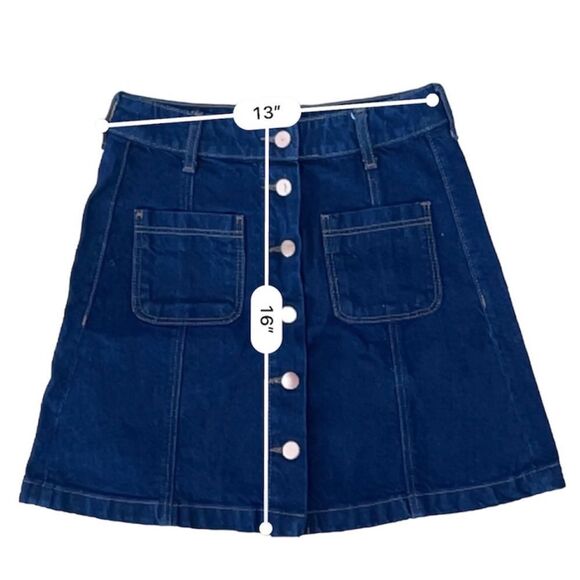 Divided By H&M Denim Jean Mini Skirt Women’s Size 6 Full Button Front - Picture 6 of 6